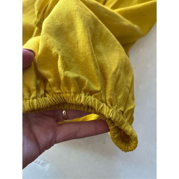 Loft golden linen blend balloon sleeve blouse small - Picture 4 of 6